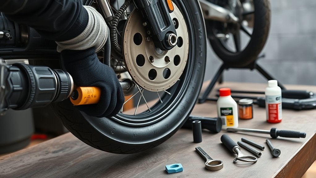 remove motorcycle tire safely