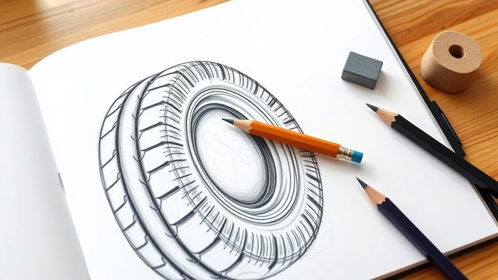 sketching a tire sidewall