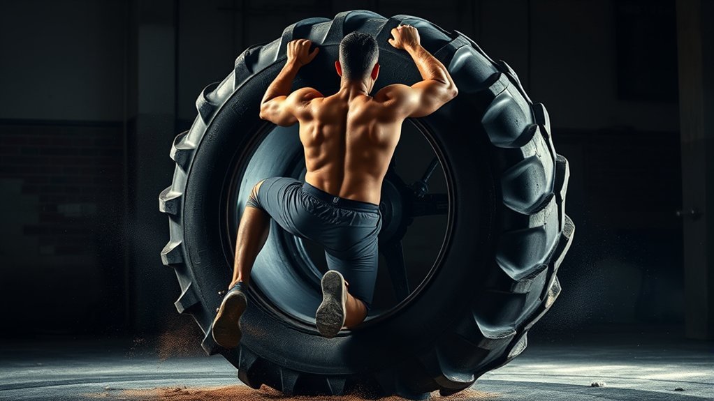 tire flipping engages full body
