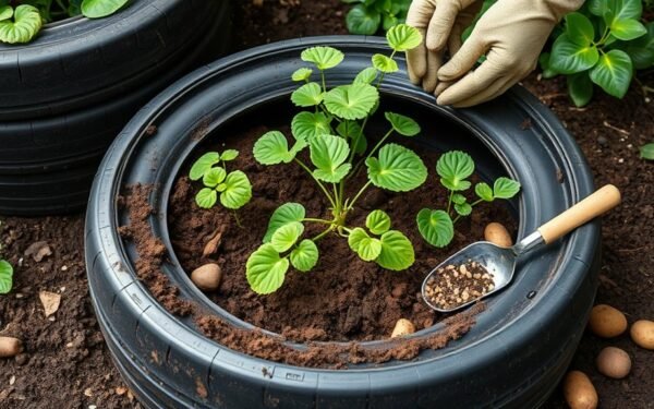 tire planter potato gardening