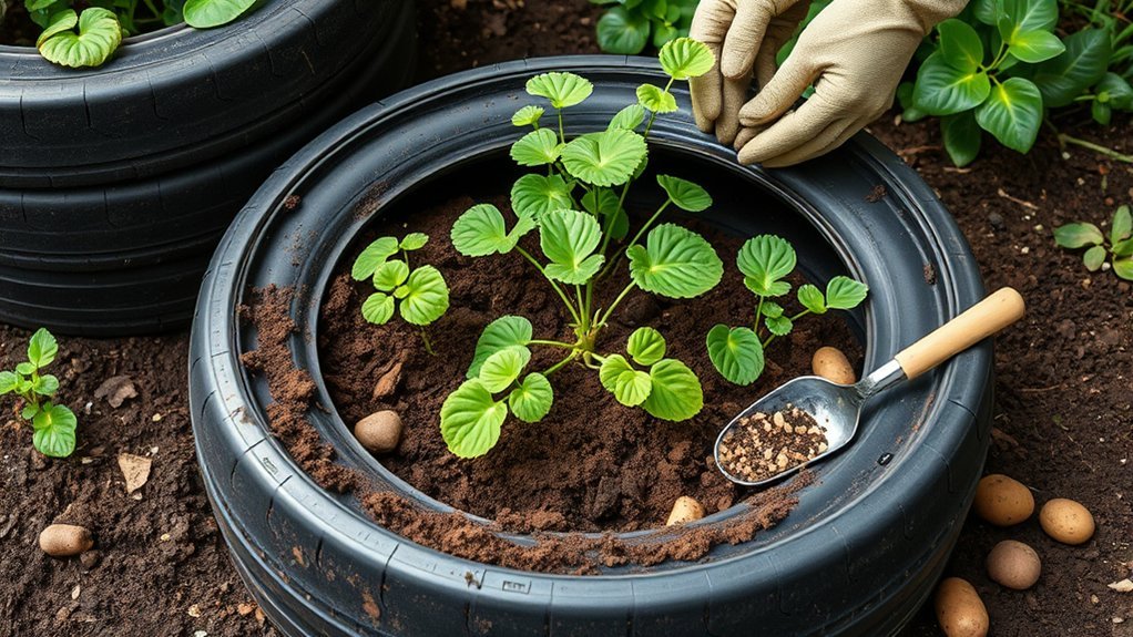 tire planter potato gardening