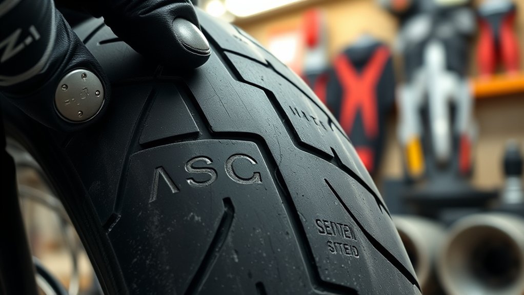 motorcycle tire pressure and directional arrow markings