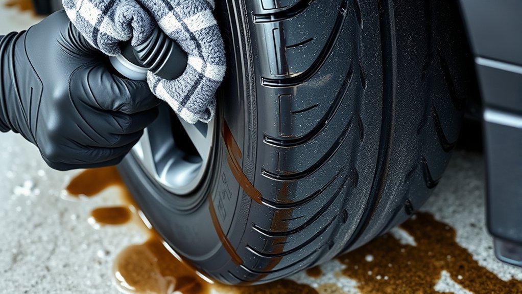 tire shine residue buildup
