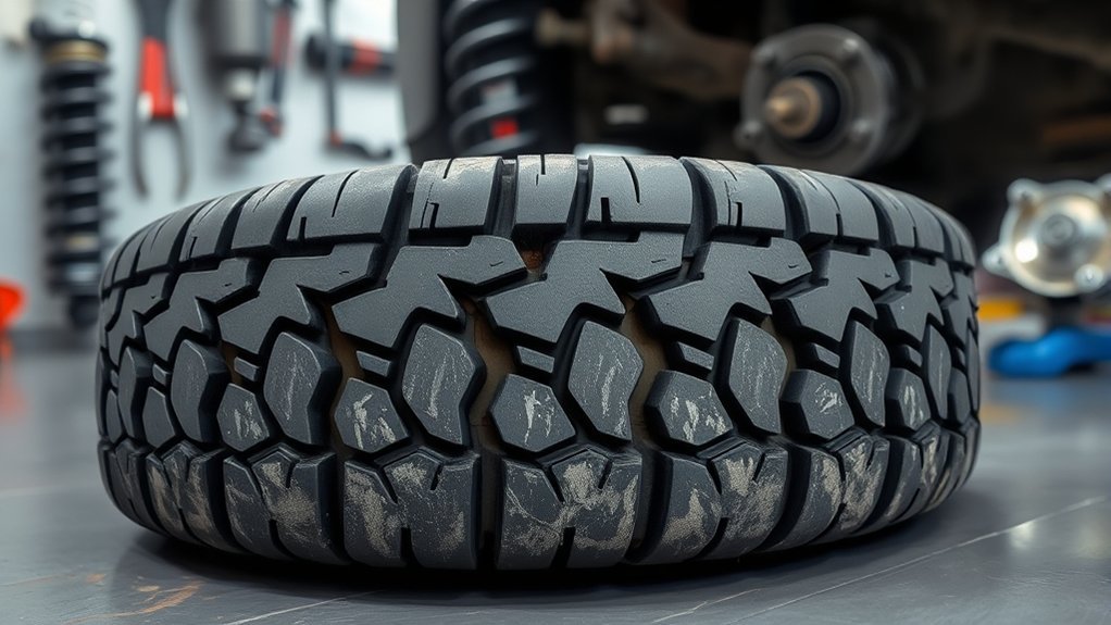 scalloped uneven tire tread wear pattern