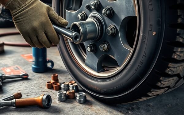 unscrewing stubborn tire bolts
