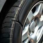 vandalized tire with slash