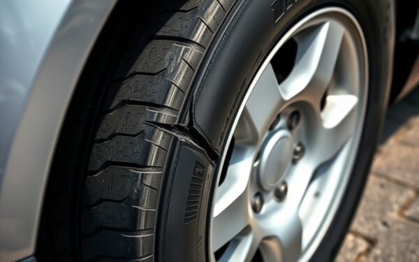 vandalized tire with slash