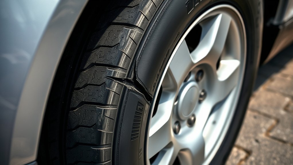 vandalized tire with slash