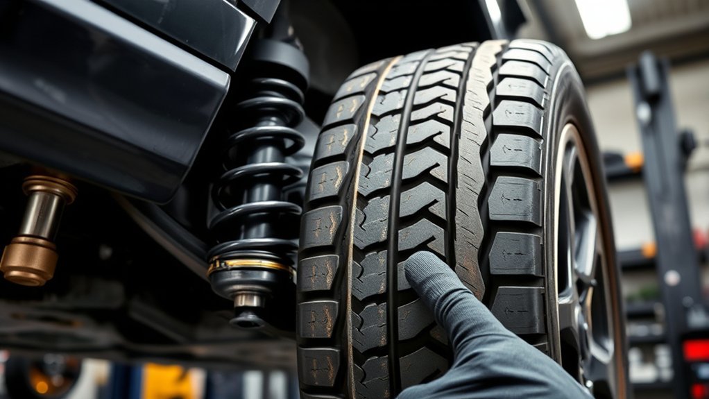 worn shocks cause uneven tire wear on a tire tread