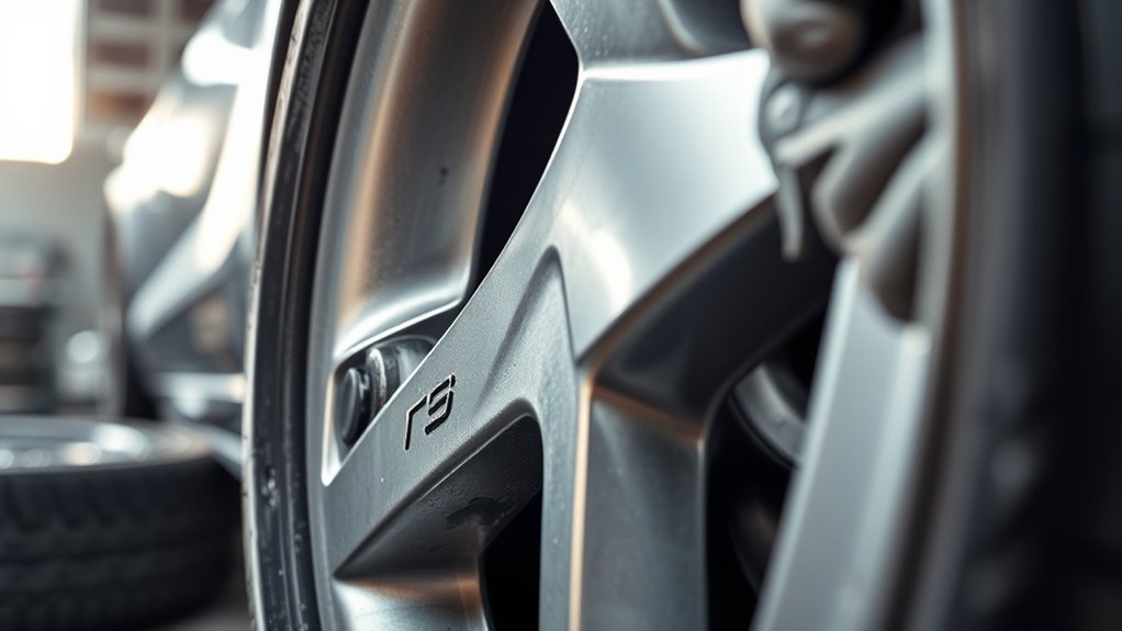 technician inspecting a damaged alloy wheel for repairability