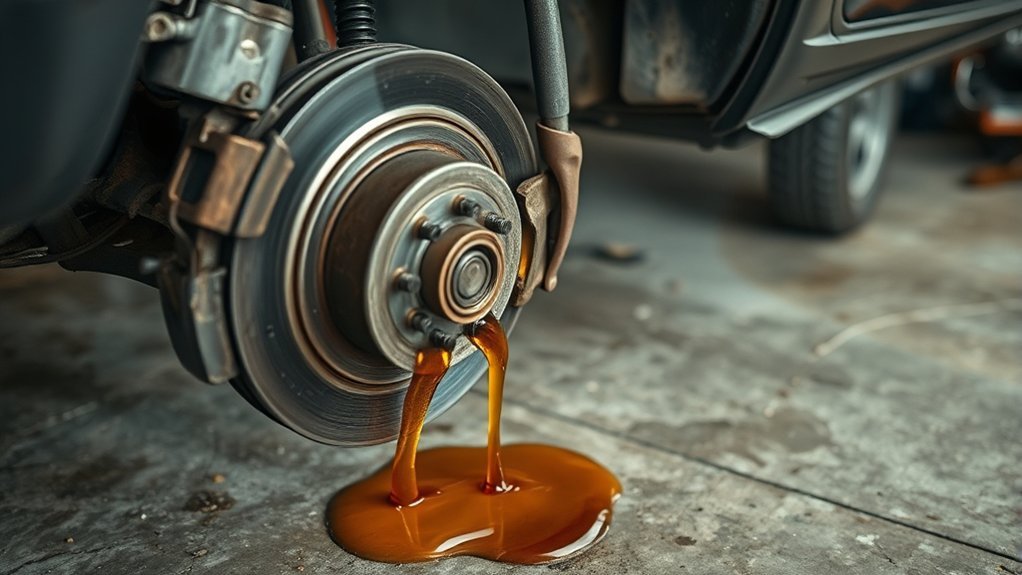 Common brake fluid leak causes in a vehicle hydraulic braking system