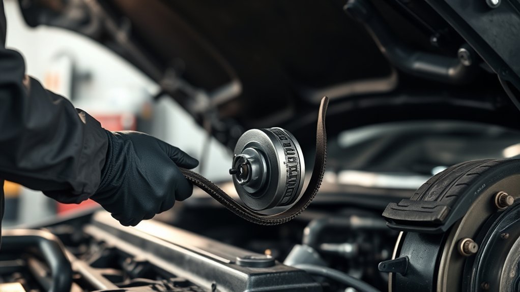 Inspecting possible causes of a burning rubber smell from a car