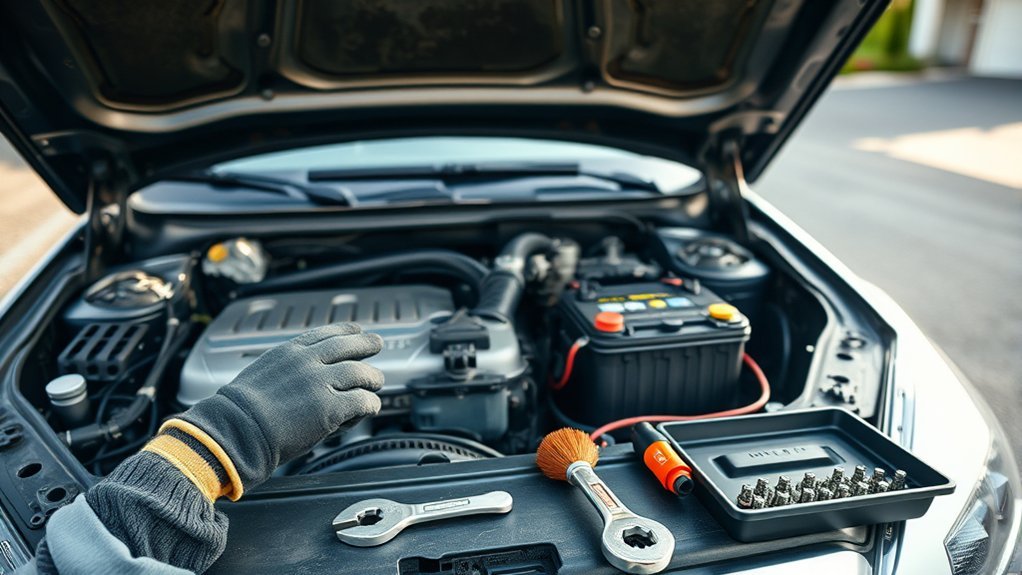 Basic tools used for a car battery replacement