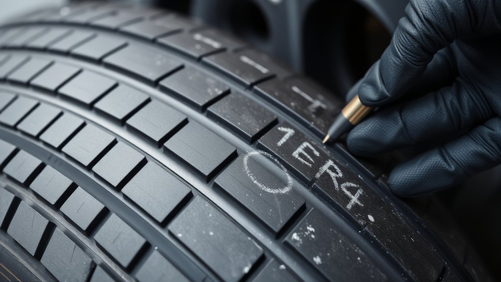 tire puncture repair area limited to central tread away from shoulder and sidewall