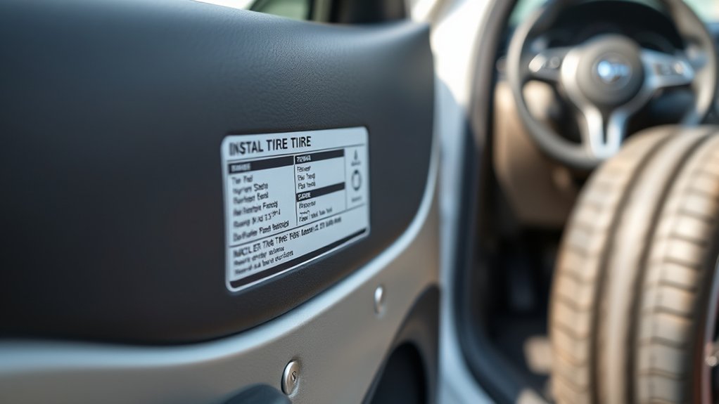tire pressure label on the driver-side door jamb
