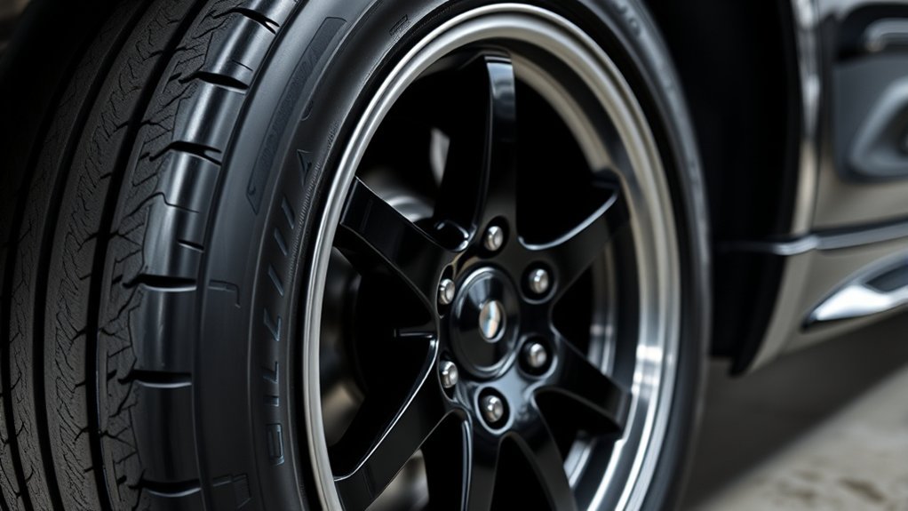 Raised tire rim-protection lip beside the wheel rim