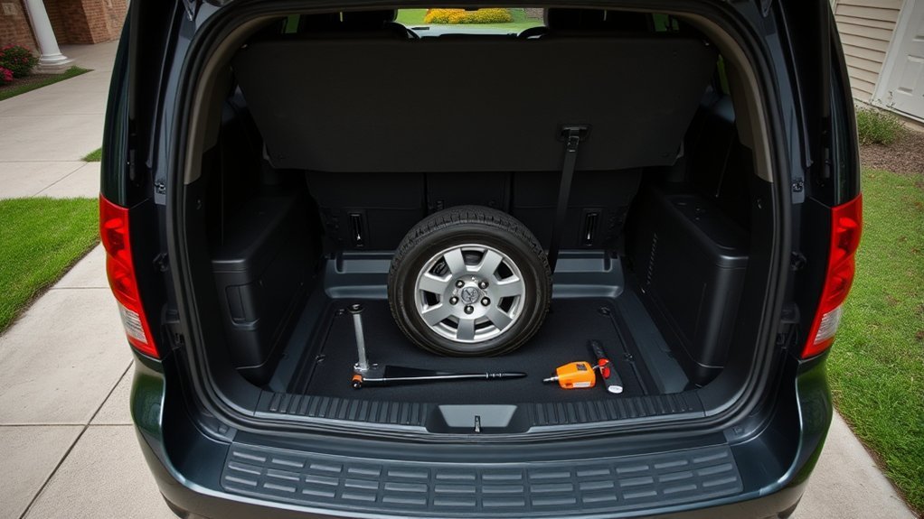 spare tire beneath cargo floor