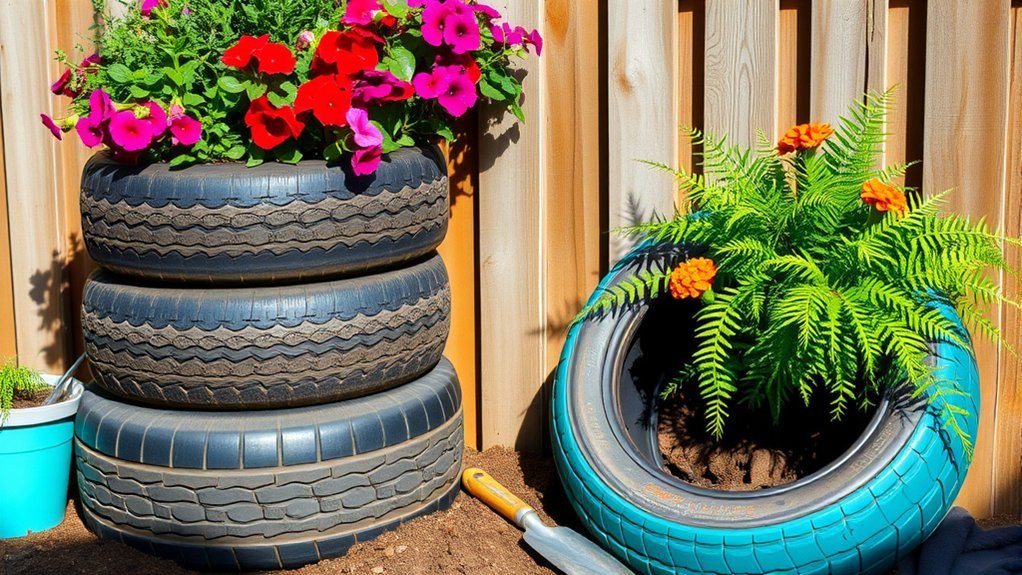 transform tires into planters